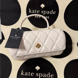 kate spade Quilted Mini Top-Handle Bag in Cream